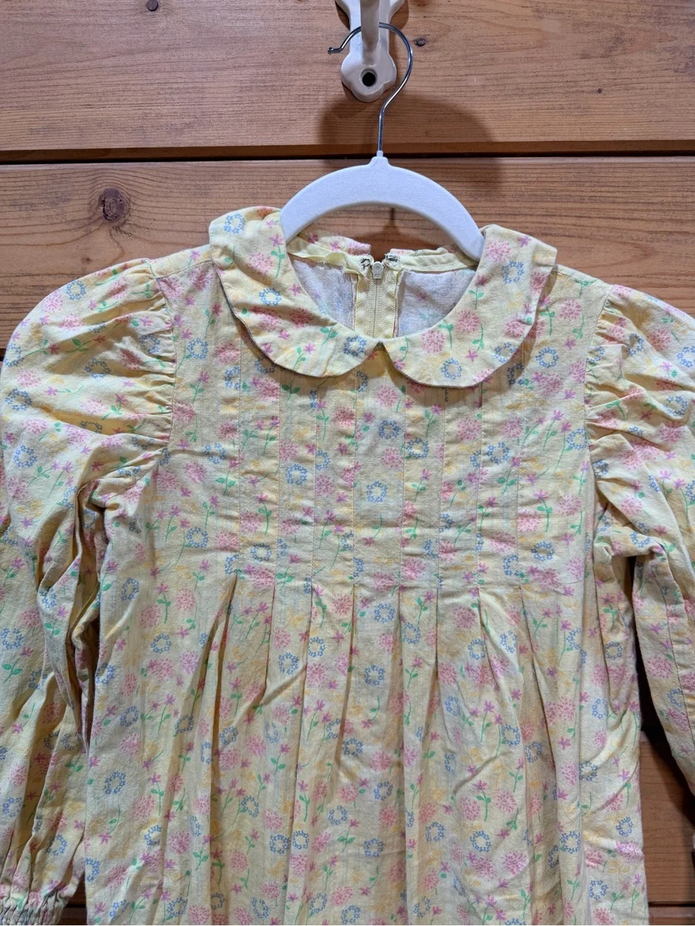 Handmade Girls Prairie Dress Approx Size 7/8 Yellow Floral Cottagecore Vintage